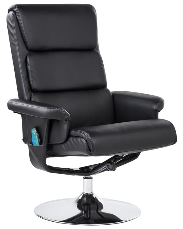 Lenestol med fotskammel Svart Imitert skinn Metallramme Svingbar Massasje- og varmefunksjon Retro design Hvilestol Recliner