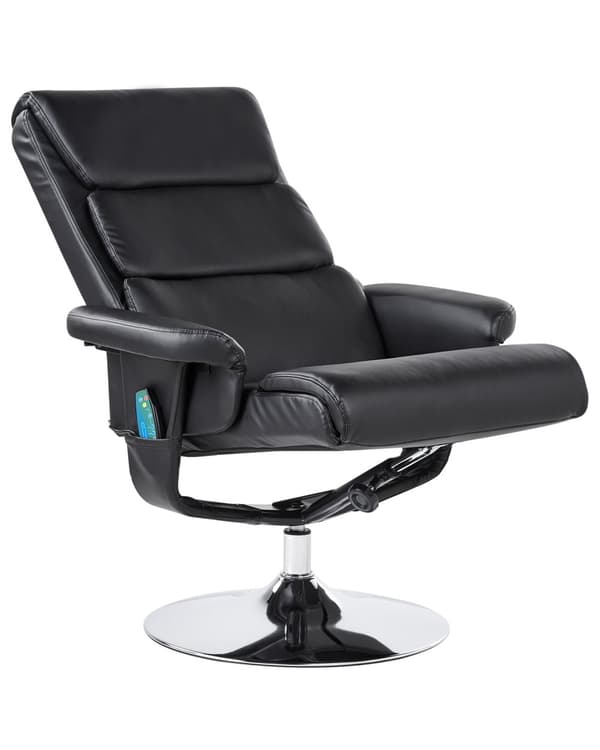 Lenestol med fotskammel Svart Imitert skinn Metallramme Svingbar Massasje- og varmefunksjon Retro design Hvilestol Recliner