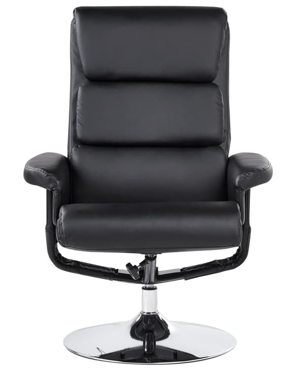 Lenestol med fotskammel Svart Imitert skinn Metallramme Svingbar Massasje- og varmefunksjon Retro design Hvilestol Recliner