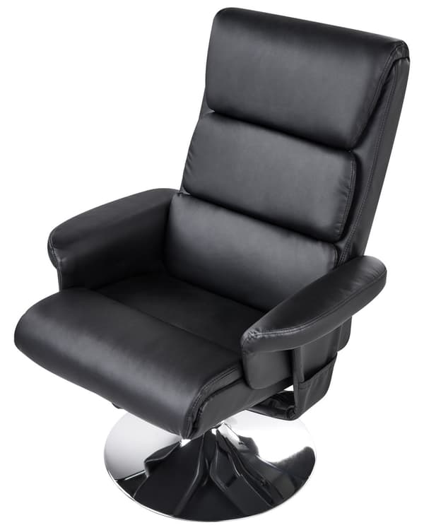 Lenestol med fotskammel Svart Imitert skinn Metallramme Svingbar Massasje- og varmefunksjon Retro design Hvilestol Recliner