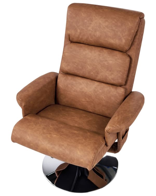 Lenestol med fotskammel Brun Imitert skinn Metallramme Svingbar Massasje- og varmefunksjon Retro design Hvilestol