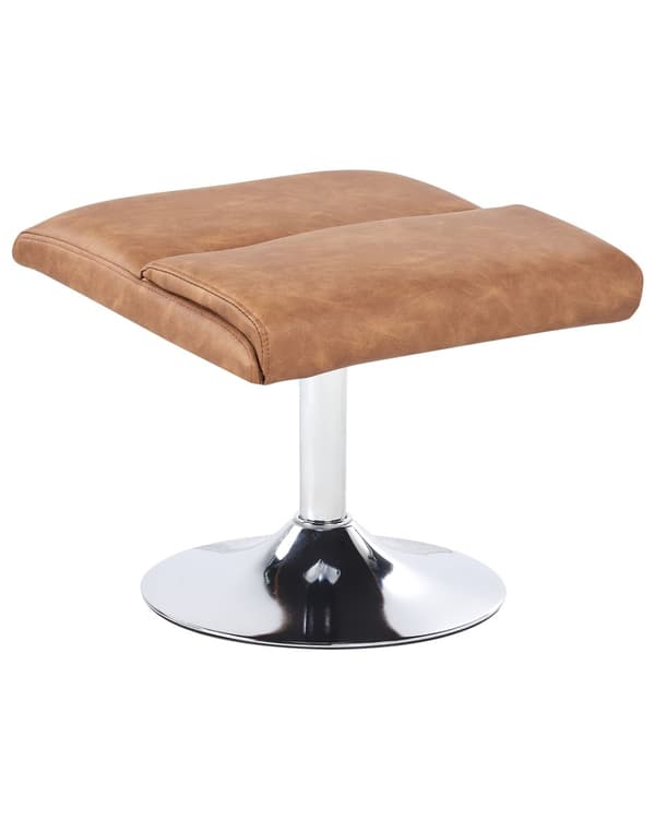 Lenestol med fotskammel Brun Imitert skinn Metallramme Svingbar Massasje- og varmefunksjon Retro design Hvilestol