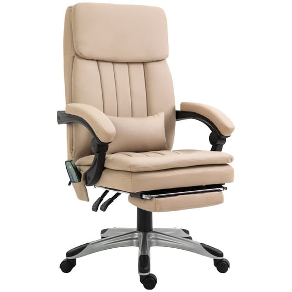 Rootz Ergonomic Massage Office Chair - Höjd justerbar - Lutande ryggstöd - Utdragbart fotstöd - Faux läder - 67W X 69D x 106.5-114.5H cm