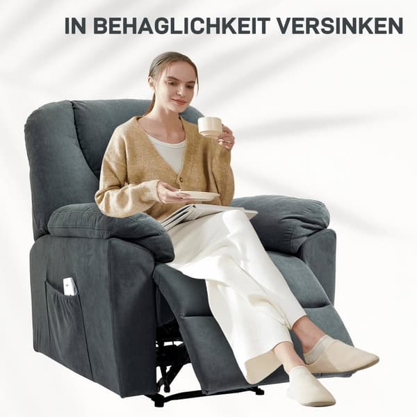 Rootz Electric Relaks -tuoli - Hierontalevy - Verhoiltu istuin - Lämpötoiminto - USB -portti - 135 ° kallistus - 88 cm x 97cm x 101cm