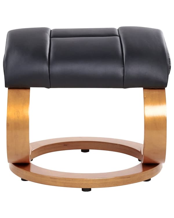 Recliner med fotskammel Svart Imitert skinn Treramme Massasje- og varmefunksjon Svingbar Justerbar rygg Retro design Hvilestol