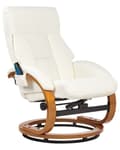 Miniatyrbillede 7 af 11: Hvilestol med fodskammel Hvid Kunstlæder Træramme Massage- og varmefunktion Drejelig Justerbar ryg Retrodesign Hvilestol