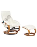 Miniatyrbillede 1 af 11: Hvilestol med fodskammel Hvid Kunstlæder Træramme Massage- og varmefunktion Drejelig Justerbar ryg Retrodesign Hvilestol