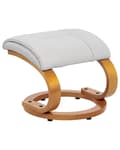 Miniatyrbillede 9 af 11: Hvilestol med fodskammel Lysegråt kunstlæder Træramme Massage- og varmefunktion Drejbar Justerbar ryg Retrodesign Hvilestol