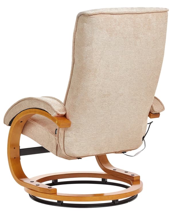 Hvilestol Beige med Fotskammel Polyester Stoff Polstret Treramme Oppvarming Massasjefunksjon Retro Design