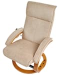 Miniatyrbilde 6 av 11: Hvilestol Beige med Fotskammel Polyester Stoff Polstret Treramme Oppvarming Massasjefunksjon Retro Design