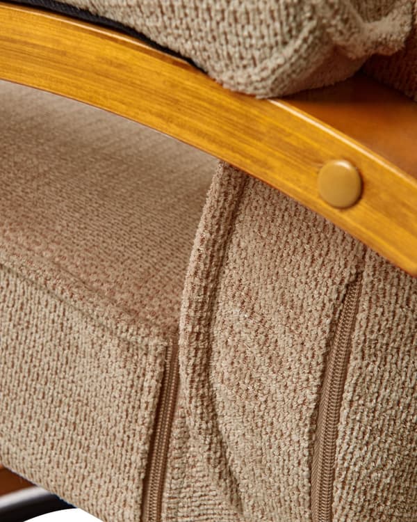 Hvilestol Beige med Fotskammel Polyester Stoff Polstret Treramme Oppvarming Massasjefunksjon Retro Design