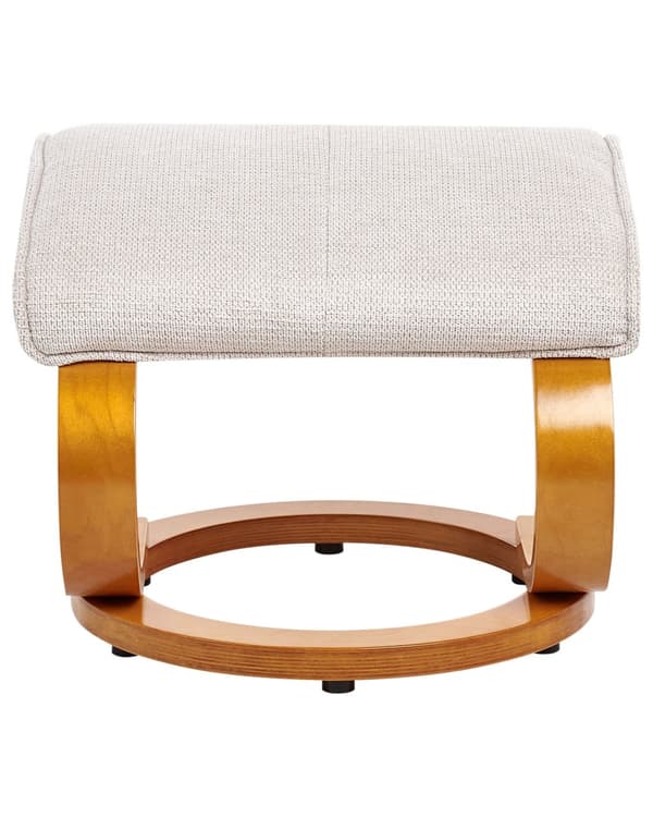 Hvilestol Lys Beige med Fotskammel Polyester Stoff Polstret Treramme Oppvarming Massasjefunksjon Retro Design