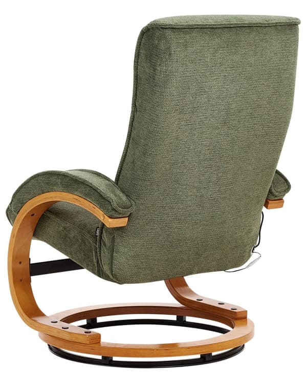 Hvilestol Grønn med Fotskammel Polyester Stoff Polstret Treramme Oppvarming Massasjefunksjon Retro Design