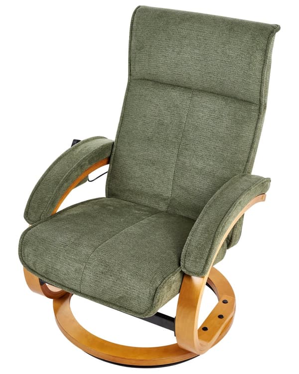 Hvilestol Grønn med Fotskammel Polyester Stoff Polstret Treramme Oppvarming Massasjefunksjon Retro Design