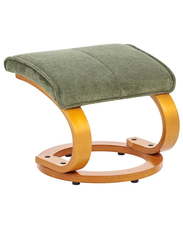 Hvilestol Grønn med Fotskammel Polyester Stoff Polstret Treramme Oppvarming Massasjefunksjon Retro Design