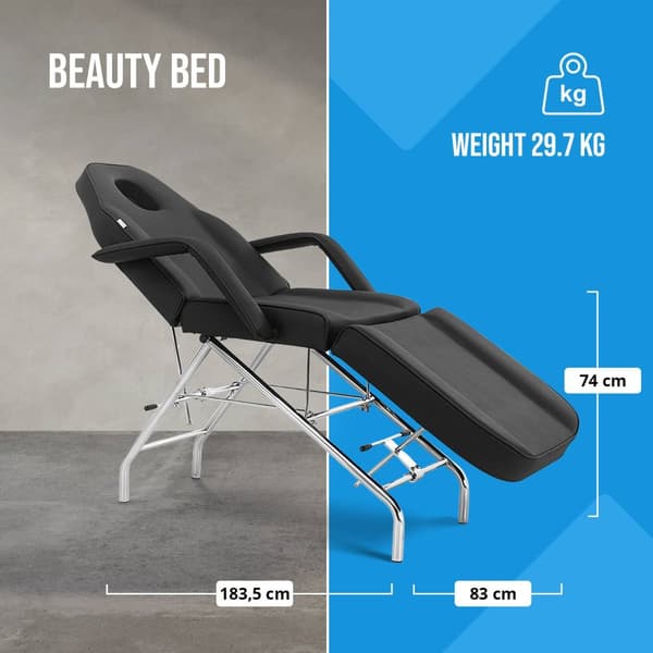 physa - Behandlingsbänk - 183,5 x 83 x 74 cm - 175 kg - Svart