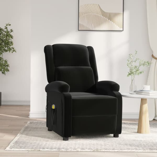 Elektrisk massagefåtölj svart sammet