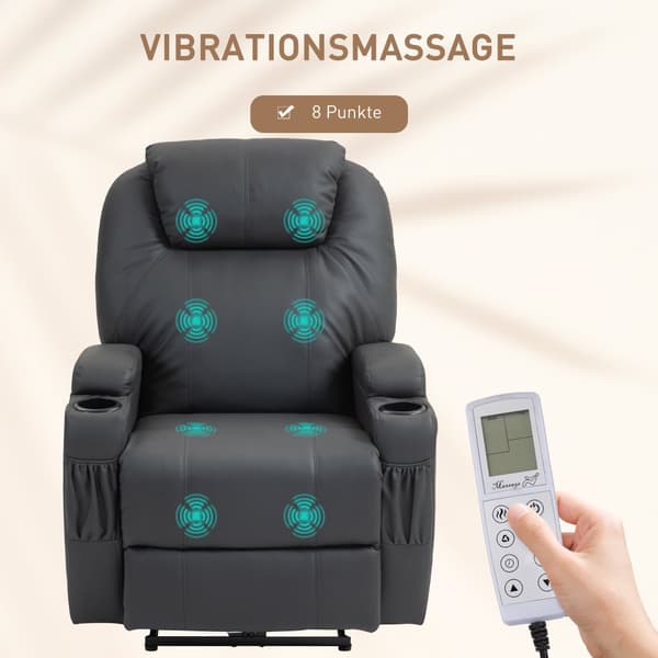 Lænestol med Massagefunktion, 82x97x110 cm, Mørkegrå