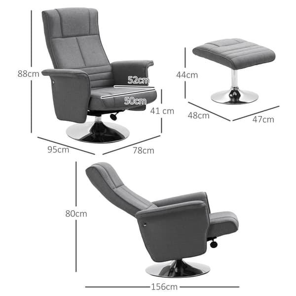 Elektrisk Recliner, 78x95x88 cm, Mørkegrå