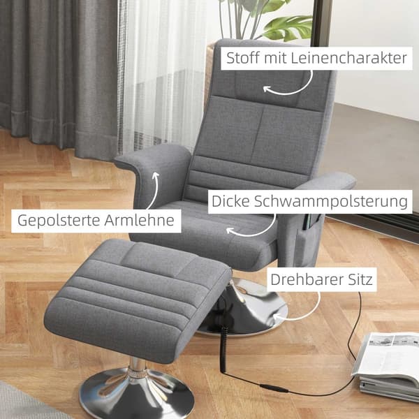 Elektrisk Recliner, 78x95x88 cm, Mørkegrå