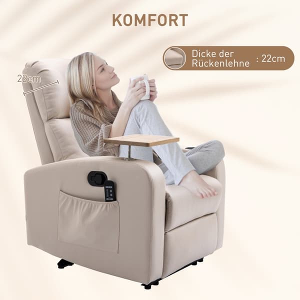 Rentoutumistuoli, hierontatoiminnolla, 77x93x105 cm, beige