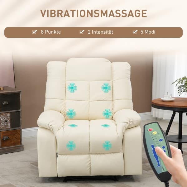 Massagestol, 94x99x99 cm, Kräm Vit