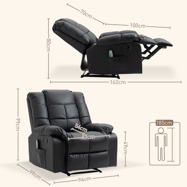 Elektrisk Massagestol, 94x99x99 cm, Sort