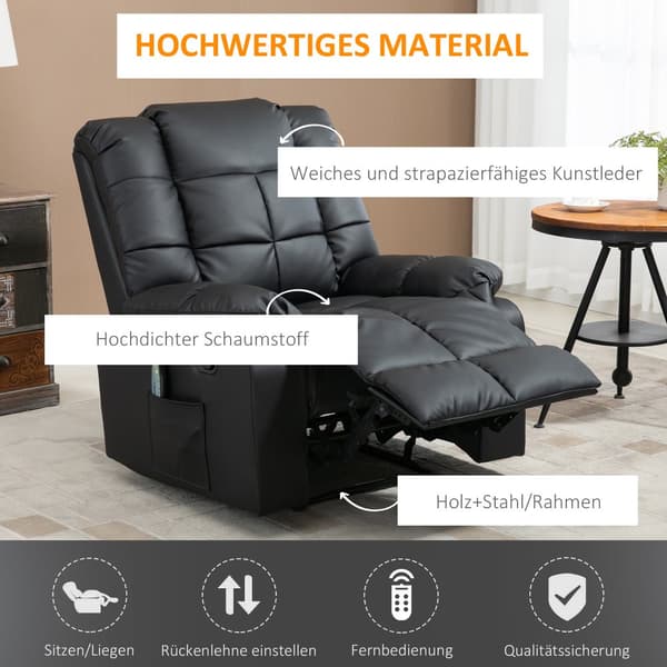 Elektrisk Massagestol, 94x99x99 cm, Sort