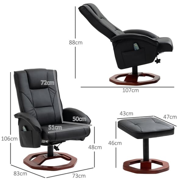 Massagestol, 73x83x106 cm, Svart