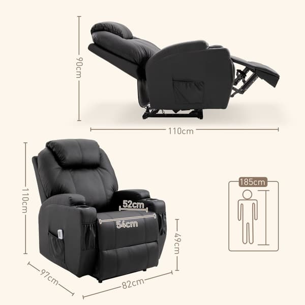 Massagestol, 82x97x110 cm, Sort
