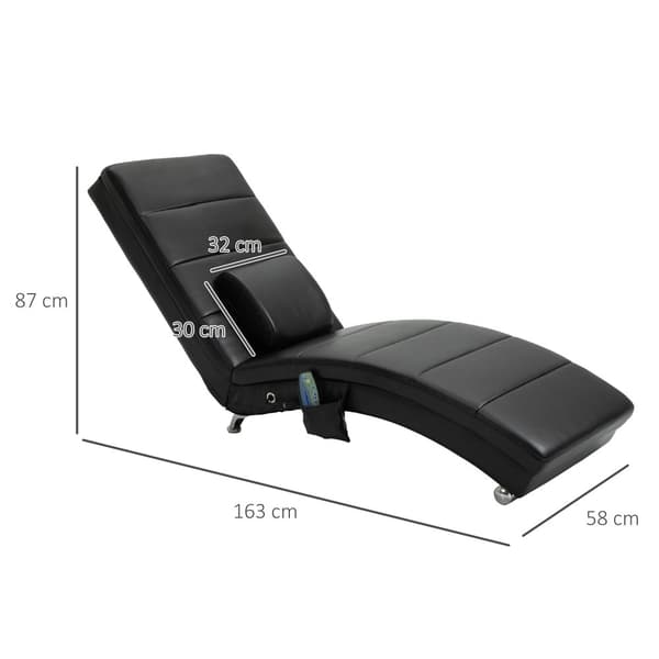 Lænestol, med Massagefunktion, 58x163x87 cm, Sort