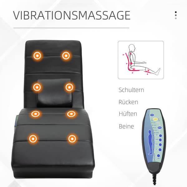 Lænestol, med Massagefunktion, 58x163x87 cm, Sort