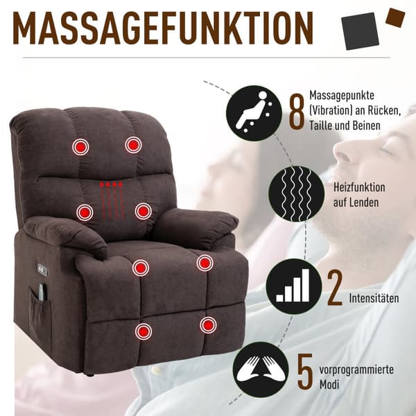 Massagestol, 83x95x105 cm, Brun