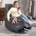 Pikkukuva 9 / 10: Rootz Relaksation Napr Chair - Verhoilutuoli, jolla on valehtelu - lepotuoli - USB -portit - harmaa - 79x89.5x104cm