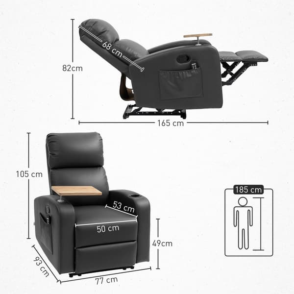 Rootz Massagestol - Afslappende lænestol - Liggende stol - Massagefunktion - 77 cm x 93 cm x 105 cm