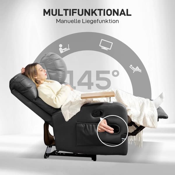 Rootz Massagestol - Afslappende lænestol - Liggende stol - Massagefunktion - 77 cm x 93 cm x 105 cm
