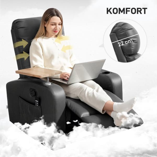 Rootz Massagestol - Afslappende lænestol - Liggende stol - Massagefunktion - 77 cm x 93 cm x 105 cm