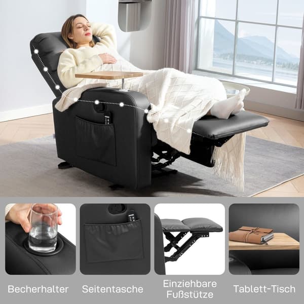 Rootz Massagestol - Afslappende lænestol - Liggende stol - Massagefunktion - 77 cm x 93 cm x 105 cm