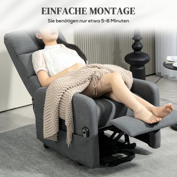 Rootz Electrical Relaxation Armchair - Power RECLINER - TV -stol - Stående Aid - 62 cm x 86,5 cm x 105 cm - Blød skumkomfort