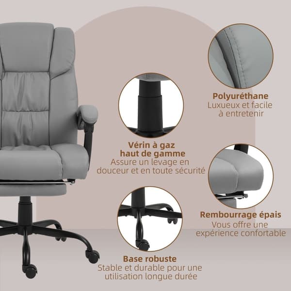 Rootz Ergonomic Massage Chair - Retlining Office Chair - Opvarmet loungestol - Kabelforbundet fjernbetjening - 66 cm x 75 cm x 112-122cm