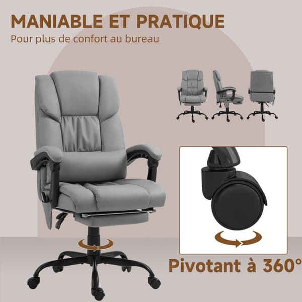 Rootz Ergonomic Massage Chair - Retlining Office Chair - Opvarmet loungestol - Kabelforbundet fjernbetjening - 66 cm x 75 cm x 112-122cm