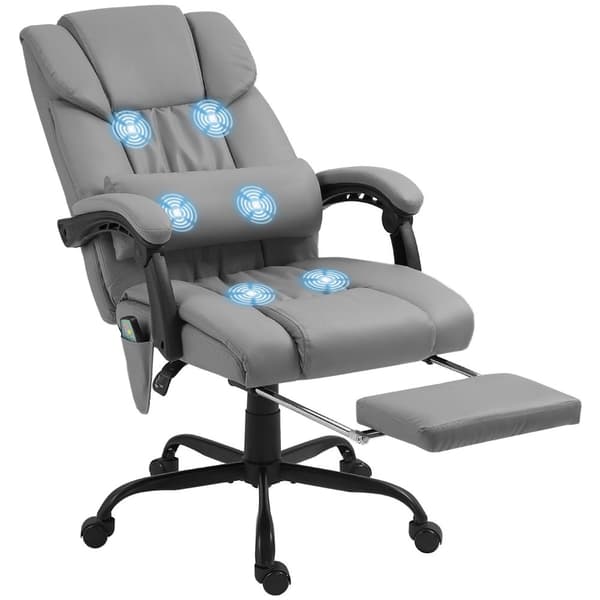 Rootz Ergonomic Massage Chair - Retlining Office Chair - Opvarmet loungestol - Kabelforbundet fjernbetjening - 66 cm x 75 cm x 112-122cm