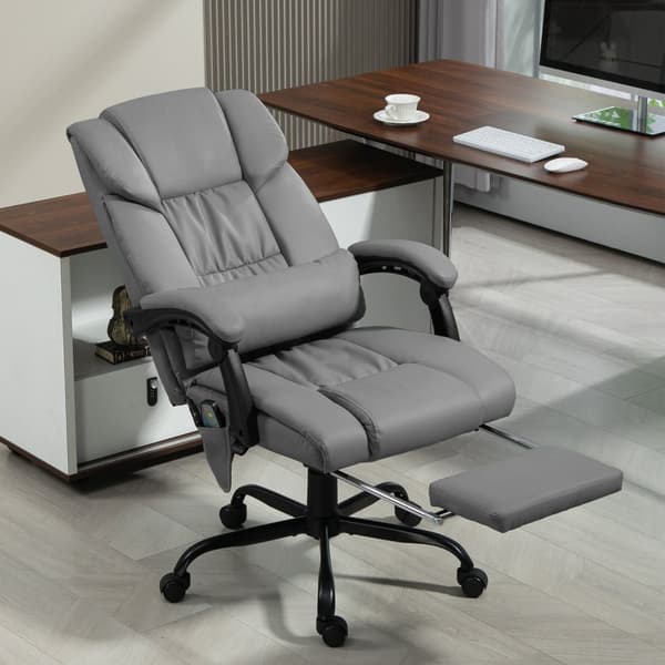 Rootz Ergonomic Massage Chair - Retlining Office Chair - Opvarmet loungestol - Kabelforbundet fjernbetjening - 66 cm x 75 cm x 112-122cm