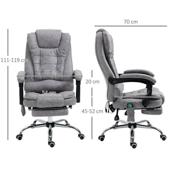 Rootz Office Massage Stol - Opvarmet stol - Ergonomisk siddeplads - Justerbar komfort - 65 cm x 70 cm x 111-119cm