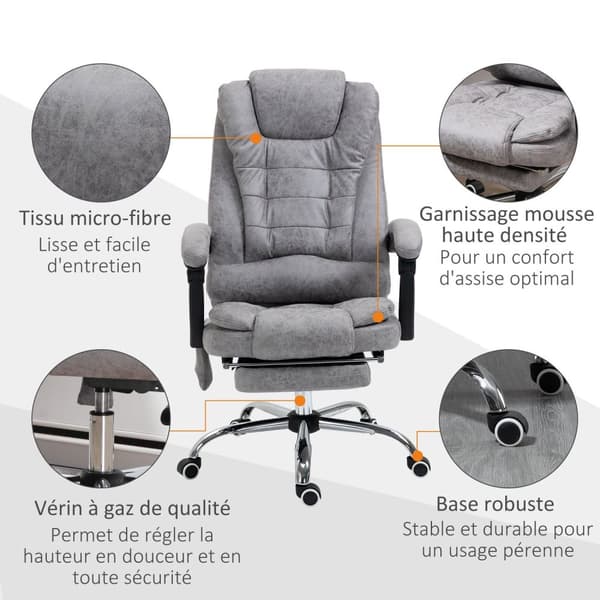 Rootz Office Massage Stol - Opvarmet stol - Ergonomisk siddeplads - Justerbar komfort - 65 cm x 70 cm x 111-119cm