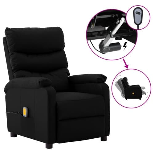 Elektrisk massagefåtölj svart konstläder