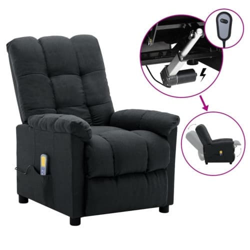 Elektrisk massagefåtölj mörkgrå tyg