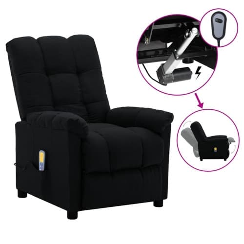 Elektrisk massagefåtölj svart tyg
