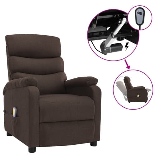 Elektrisk massagefåtölj brun tyg