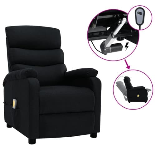 Elektrisk massagefåtölj svart tyg